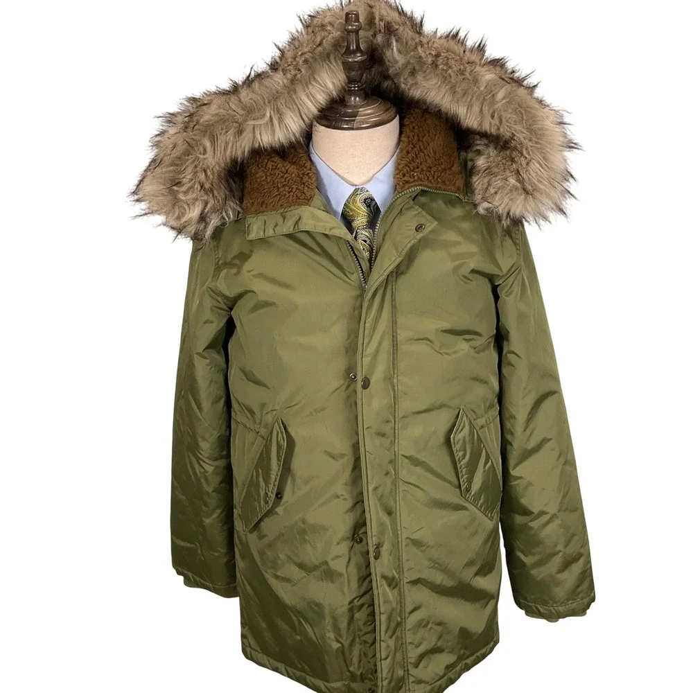 J. Crew Parka Womens‎ 16 Olive Green Faux Fur Hooded Lined Softshell Winter Coat